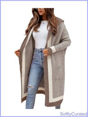 Oversized Hooded Long Cardigan Sweater with Pockets